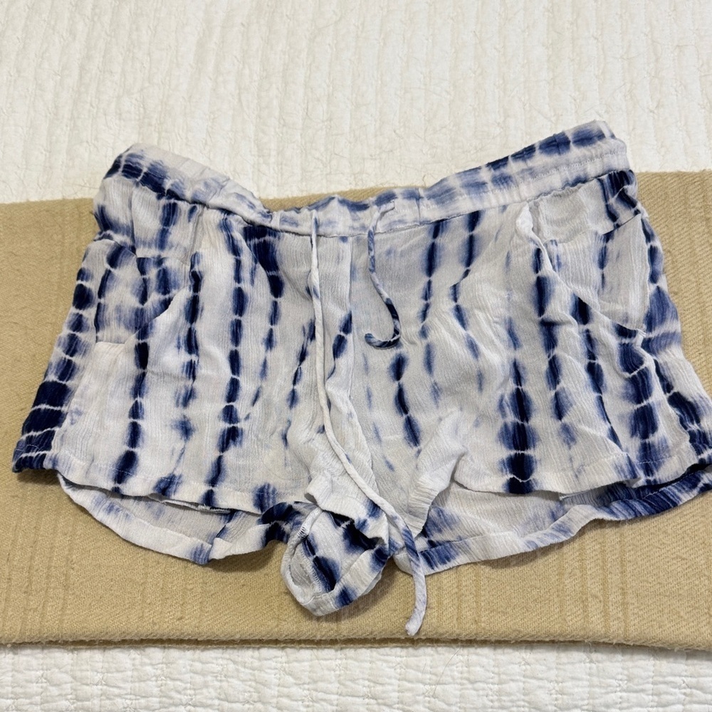 French Connection Navy and White Tie-Dye Shorts
